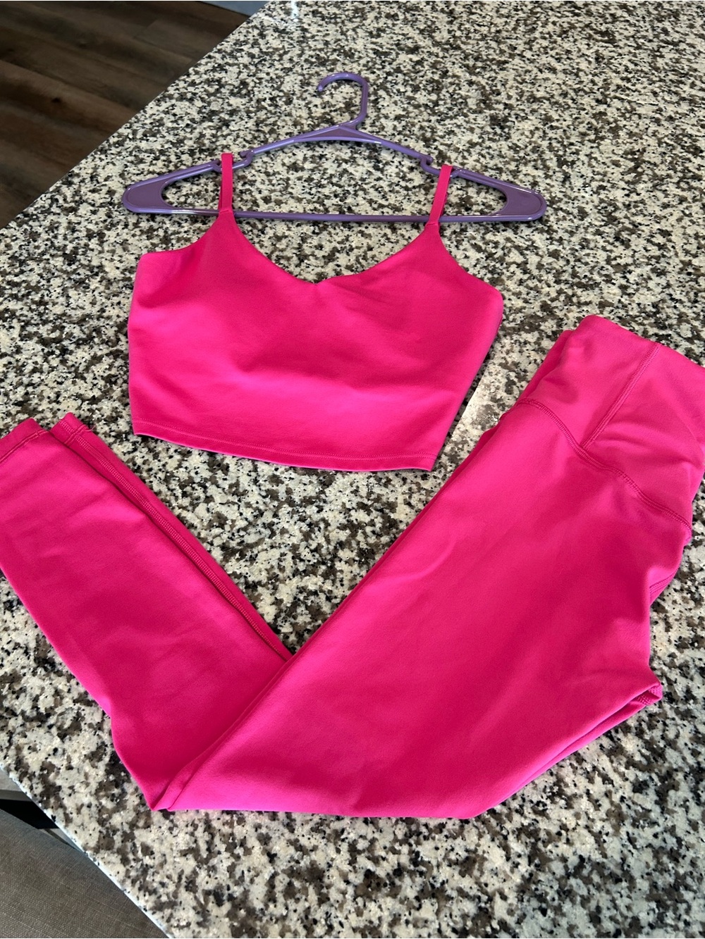 Athleta Hot Pink High-Waist Legging and Crop Tank Set